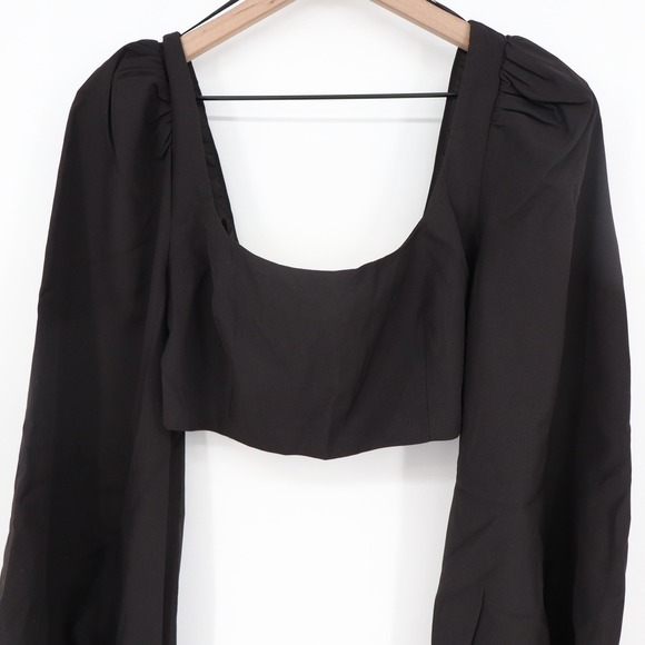 Naked Wardrobe Womens Black Puff Sleeve Square Neck Crop Top Size M - Picture 3 of 7